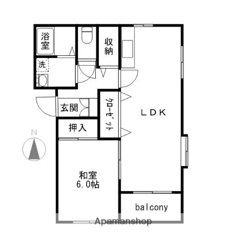 セシリアⅠ(1LDK/2階)の間取り写真