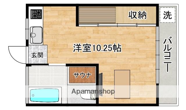 サンハイム若葉(ワンルーム/2階)の間取り写真