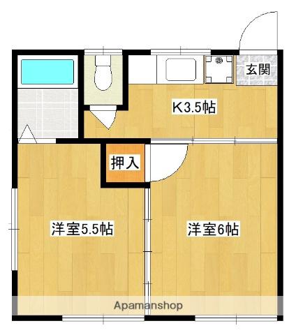 アーバン東(2K/2階)の間取り写真