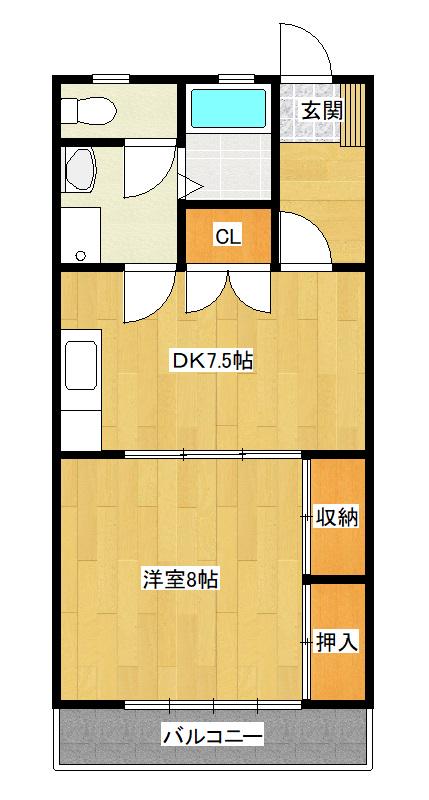 ロイヤル早鈴(1DK/2階)の間取り写真