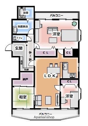 エスポワール都城Ⅱ(3LDK/9階)の間取り写真
