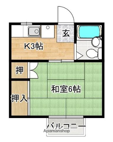 姫城コーポ(1K/2階)の間取り写真