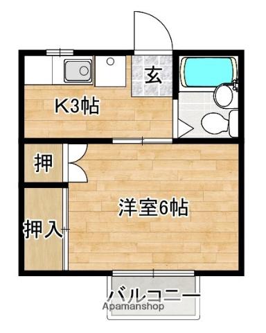 姫城コーポ(1K/2階)の間取り写真