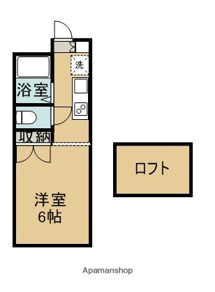 メイプルコート一万城A・B・C(1K/2階)の間取り写真