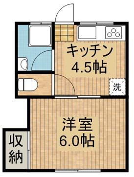 大淀コーポ(1DK/1階)の間取り写真