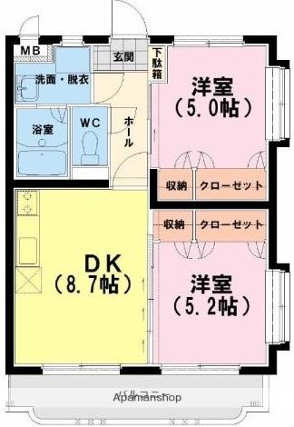 Y&Mデイジー(2DK/3階)の間取り写真