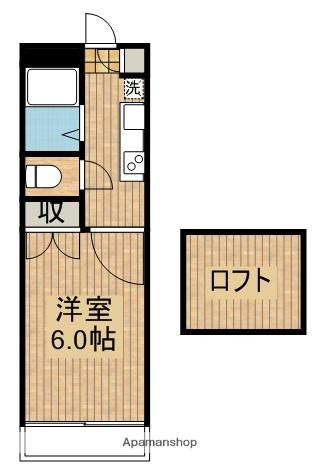 あいらんど花繰 B棟(1K/2階)の間取り写真