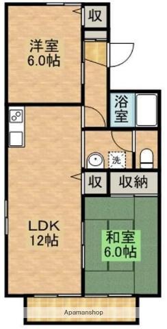 セジュールAYA(2LDK/1階)の間取り写真