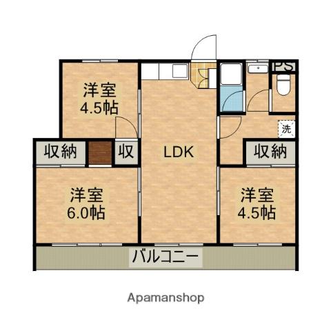 日豊本線 都城駅 バス乗車時間：10分 商業高校前バス停で下車 徒歩5分 3階建 築51年(3LDK/1階)の間取り写真