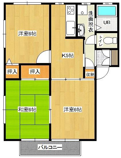 サンパテック(3K/2階)の間取り写真