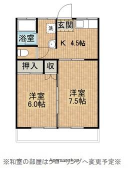 ラッキーコーポ(2K/2階)の間取り写真