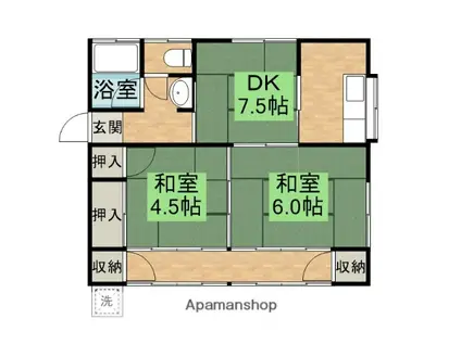 日豊本線 財部駅 徒歩5分 1階建 築65年(2DK)の間取り写真