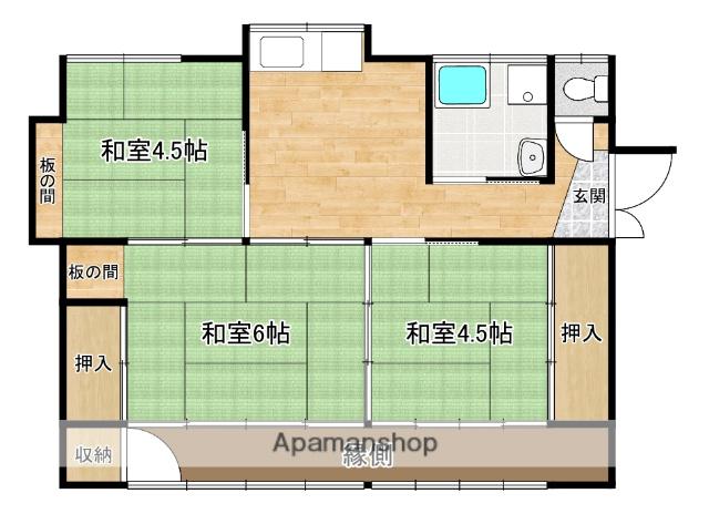宮崎県都城市 1階建 築51年(3K)の間取り写真