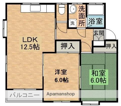 グリーンヒルA(2LDK/1階)の間取り写真