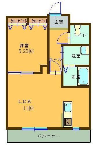 アッシュヒルズ2(1LDK/1階)の間取り写真
