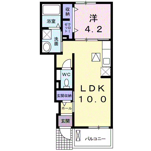 ゴールド・リッチ平江・Ⅰ(1LDK/1階)の間取り写真