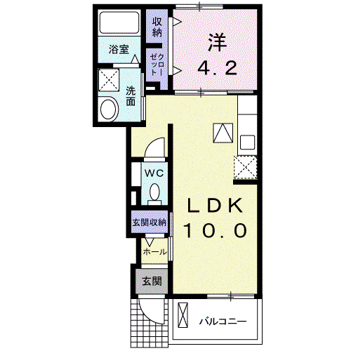 ロード早水Ⅰ(1LDK/1階)の間取り写真