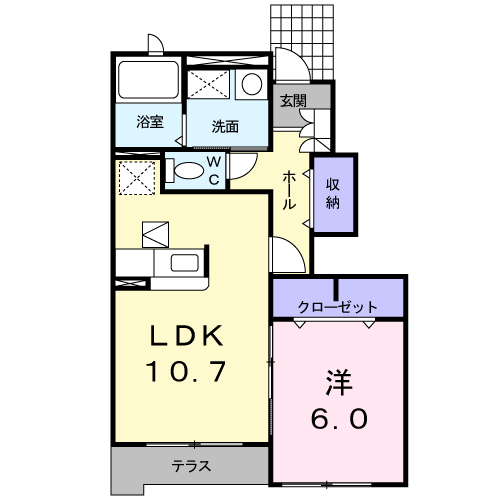 Hクレメント(1LDK/1階)の間取り写真