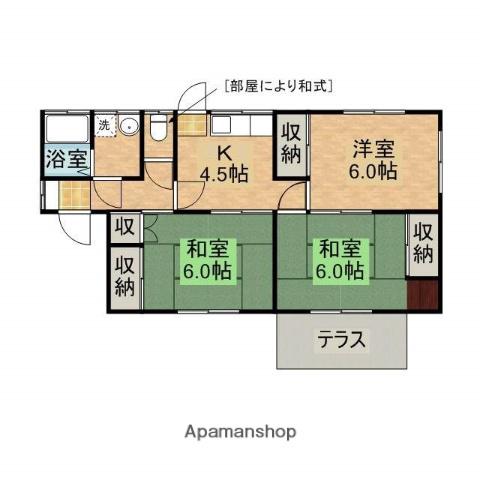 日豊本線 西都城駅 バス乗車時間：25分 菅渡バス停で下車 徒歩3分 1階建 築38年(3K)の間取り写真