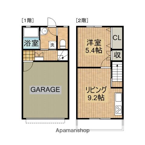 ガレージハウス立野(1LDK/2階)の間取り写真