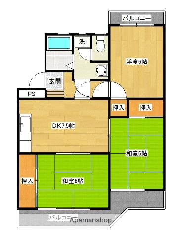 小野カメラ年見コーポ(3DK/1階)の間取り写真