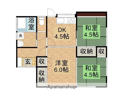 日豊本線 三股駅 バス乗車時間：5分 植木バス停で下車 徒歩3分 1階建 築60年(3DK)の間取り写真