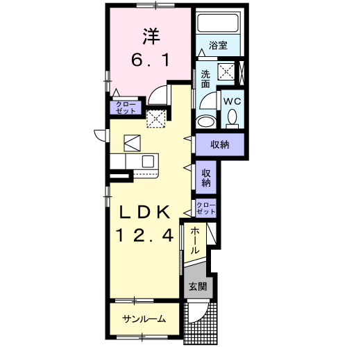 マジェスタ Ⅰ(1LDK/1階)の間取り写真
