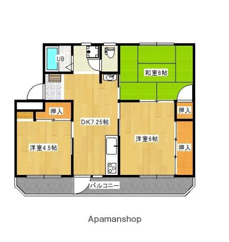 サンハイム一万城(3DK/3階)の間取り写真