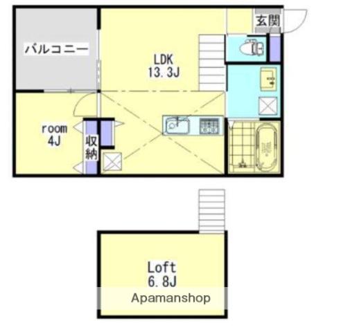 PALAZZO A棟(1LDK/2階)の間取り写真