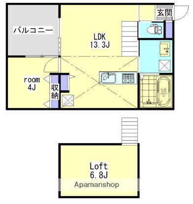 PALAZZO B棟(1LDK/1階)の間取り写真