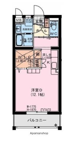ブルックリン天神(ワンルーム/2階)の間取り写真