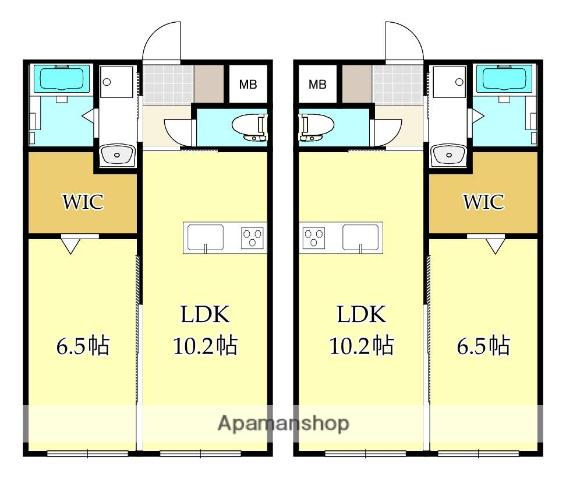 リヴィエールシャン都北町(1LDK/4階)の間取り写真