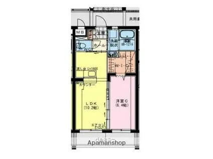 都城年見町AKマンション(1LDK/3階)の間取り写真