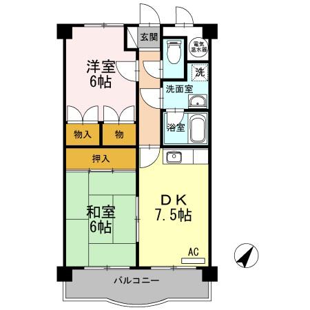 キルトスター(2DK/2階)の間取り写真