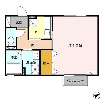 セジュール 楽(1K/1階)の間取り写真