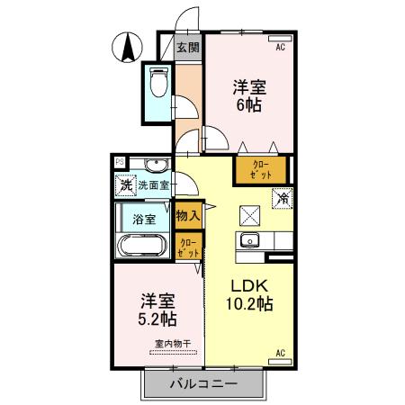 マール・ビビ C棟(2LDK/1階)の間取り写真