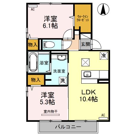 マール・ビビ A棟(2LDK/1階)の間取り写真