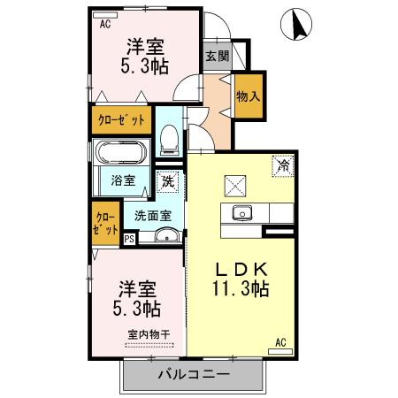 セジュールSAITOU A棟(2LDK/1階)の間取り写真