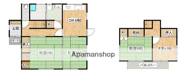 日豊本線 五十市駅 徒歩1分 2階建 築40年(4DK)の間取り写真