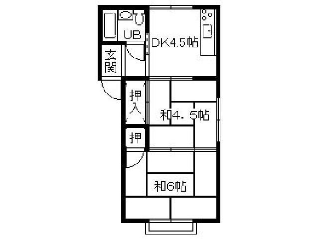 コーポ新納(2K/1階)の間取り写真