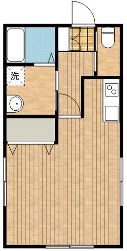 オールドリバーハウス(ワンルーム/1階)の間取り写真