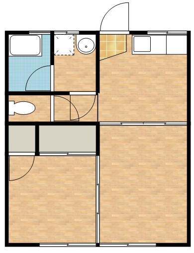 リヴァージュ小林(2DK/1階)の間取り写真