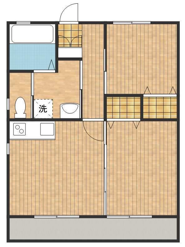 ベリーハイツⅡ(2DK/2階)の間取り写真