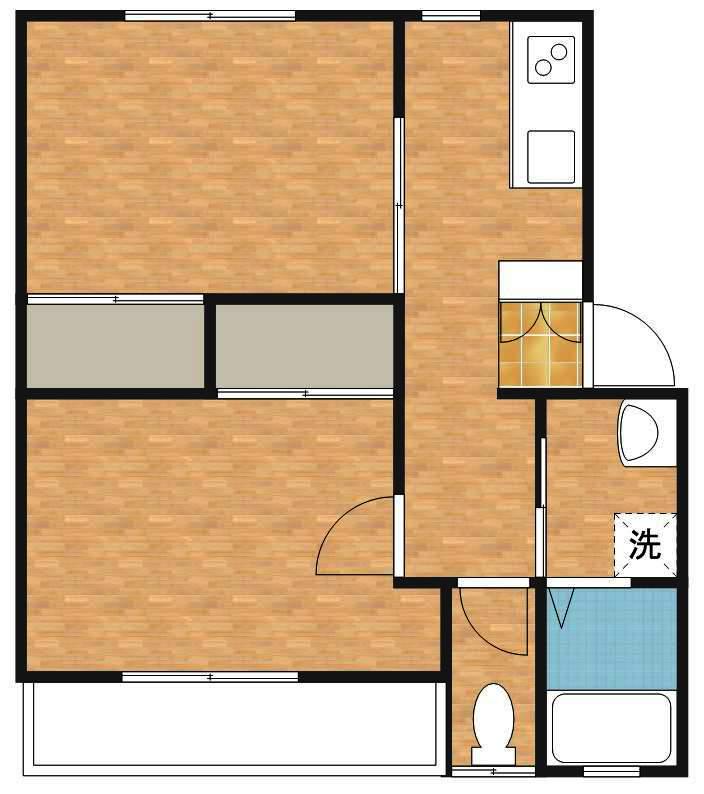 シティハウス(2K/2階)の間取り写真