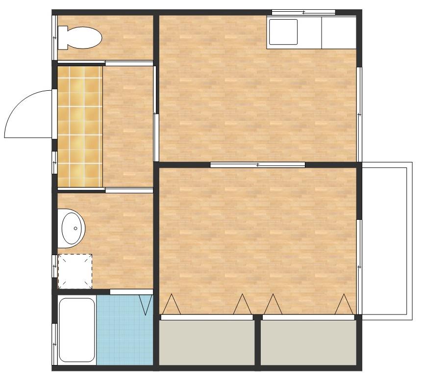 キャノリード堤(1DK/2階)の間取り写真