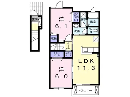 アンジュール(2LDK/2階)の間取り写真