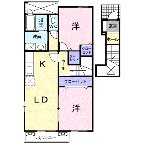クレメントハウス(2LDK/2階)の間取り写真