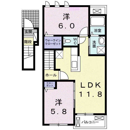 リナリア Ⅱ(2LDK/2階)の間取り写真