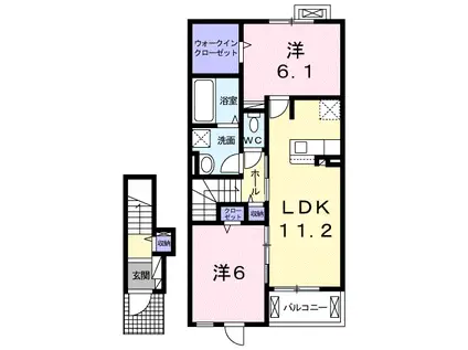 フェリーチェ リノ Ⅱ(2LDK/2階)の間取り写真