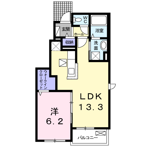ハッピーメゾンⅦ C(1LDK/1階)の間取り写真